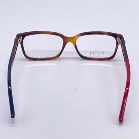 Authentic- New - Gucci GG 0168O 008 Havana EyeglassBlue Red Temple Ti… - Picture 3 of 11